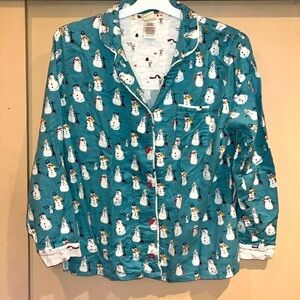 Munki Munki Jammie top only size Large, snow people thick flannel